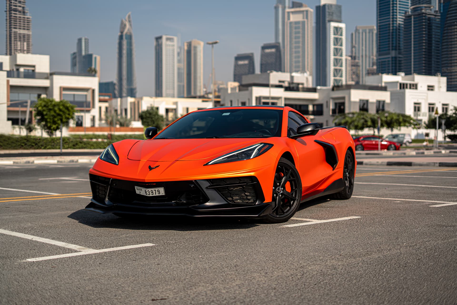 Chevrolet Corvette Stingray 2022 huren Dubai - Vooraanzicht