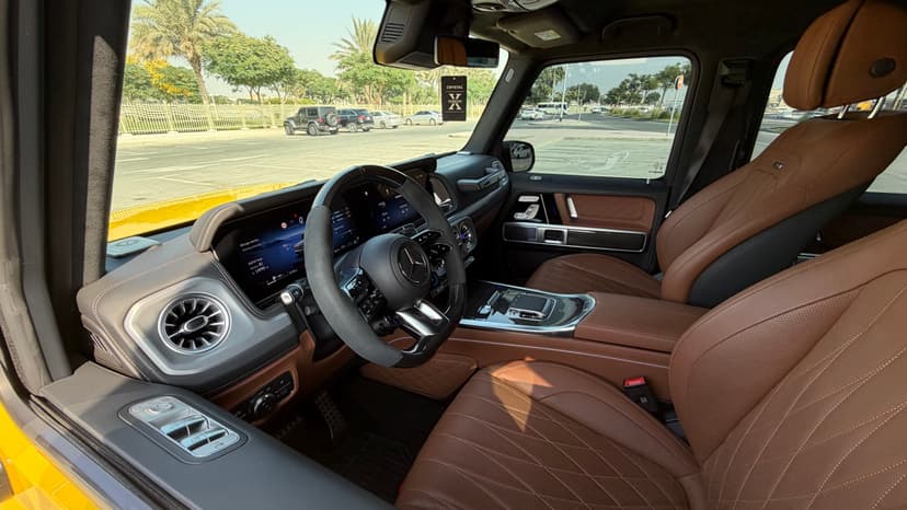 Rent Yellow Mercedes G63 2025 2025 in Dubai - Interior 2